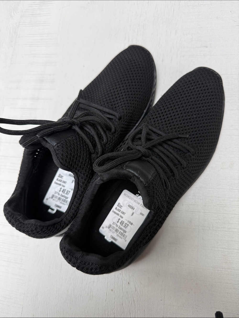 Women’s Slip on Black Knit with Laces Athletic Sneakers size 9